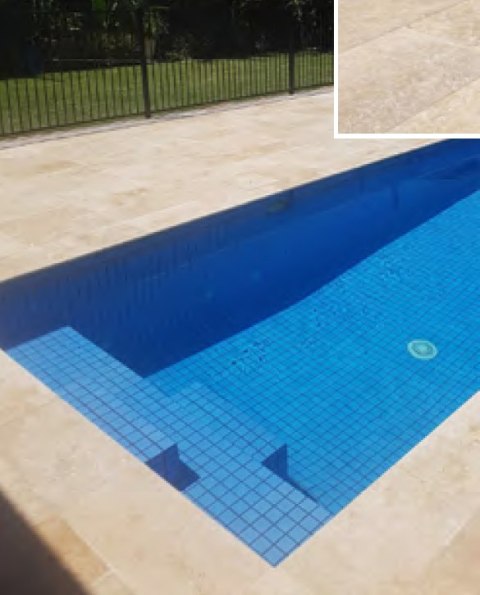 Trawertyn 3cm Kamień brzegowy Silver Greige Ash 40,6x61 | Obrzeża do basenu Bullnose