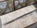 Trawertyn Parapet / Stopnica kamienna Silver Latte Greige Bębnowany 135x35x3 cm Bullnose
