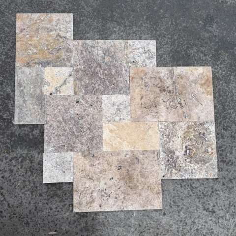 Trawertyn Silver Latte Greige Bębnowany French Pattern 3cm 1kpl= 0,742m2 | Komplet Rzymski