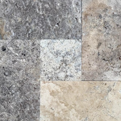 Trawertyn Silver Latte Greige Bębnowany French Pattern 3cm 1kpl= 0,742m2 | Komplet Rzymski