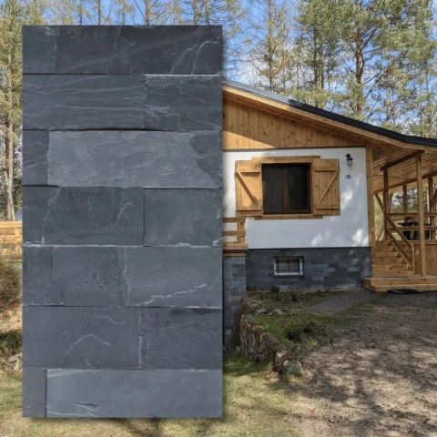 Kamień elewacyjny-dekoracyjny Łupek Black Slate Brick 10x30