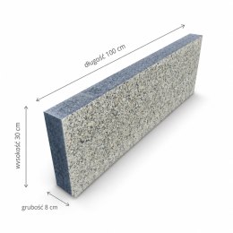 Obrzeże granitowe G602 8x30x100 cm góra + bok płomieniowany (blok schodowy)