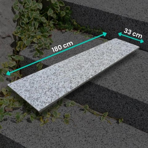 Parapet Stopnica granitowa szara płomieniowana Bianco Sardo G602 180x33x2 cm
