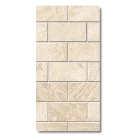 Płytka marmurowa 12 mm cegiełka Coffee White Brick 10x30 Queen Beige