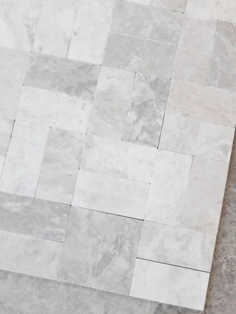 Płytka marmurowa Bębnowana Royal White 7,5x15x1 cm