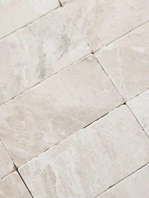 Płytka marmurowa Queen Beige | Coffee White Brick bębnowana 7,5x15x1 cm