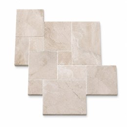 Płytki marmurowe Coffee White| Queen Beige Antykowana Bębnowana komplet = 0,742m2 | Komplet Rzymski