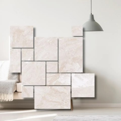 Płytki marmurowe Coffee White| Queen Beige Antykowana Bębnowana komplet = 0,742m2 | Komplet Rzymski