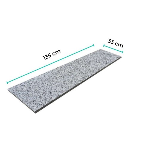 Stopnica granitowa szara płomieniowana G602 135x33x2 Bianco Sardo