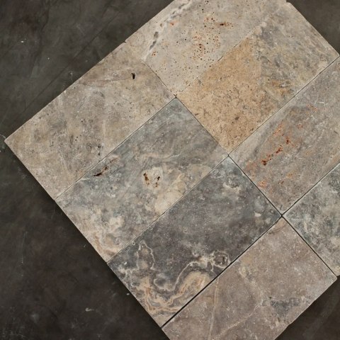 Trawertyn Ash Argent 3cm antykowany 15,3x30,5x3 taras ogród basen
