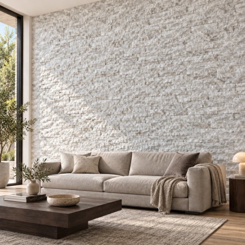 Kamień dekoracyjny marmurowy Pure White Brick 7x30