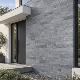 Kamień elewacyjny kwarcytowy Silver Grey 7x50 cm – naturalny kamień dekoracyjny w srebrzystoszarym kolorze