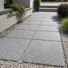 Płytka Granitowa Szara Płomieniowana G602 Bianco Sardo 40x40x4 cm