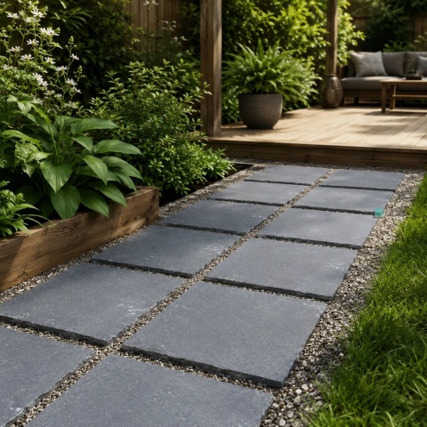 Płytka Kadappa Black Limestone Naturalna Bębnowana 40x40x3 cm