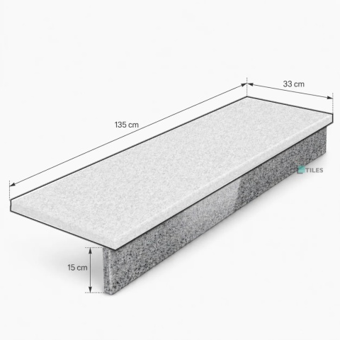 Podstopnica granitowa polerowana G602 135x15x2