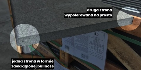 Stopnica Płomieniowana G690 Bazalt polerowana bullnose 160x40x3 cm
