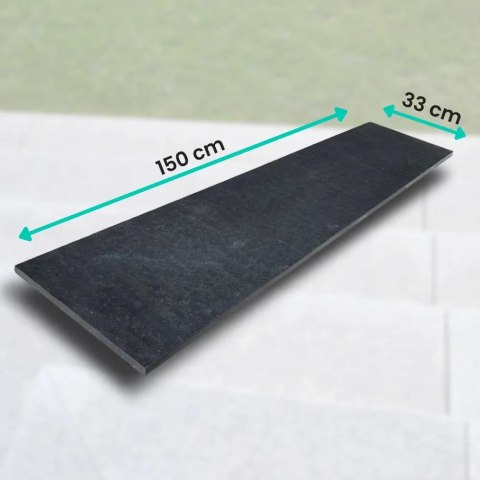 Stopnica bazaltowa płomieniowana G690 Bazalt Black 150x33x3 cm