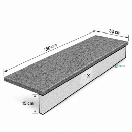 Stopnica granitowa Dark Grey New G654 płomieniowana 150x33x2 cm