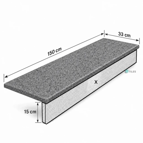 Stopnica granitowa Dark Grey New G654 płomieniowana 150x33x2 cm