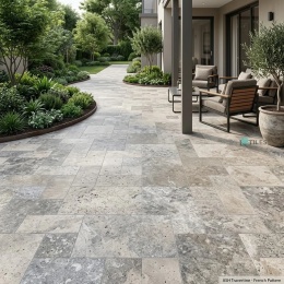 Trawertyn Ash Argent Antykowany Bębnowany 3 cm | 1kpl=0,742m2 | Komplet Rzymski