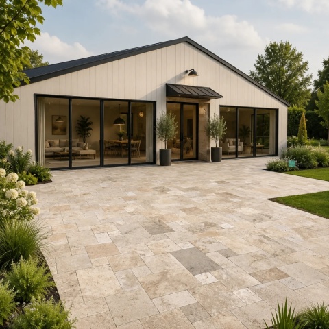 Trawertyn Ivory Classic mix układ rzymski 3cm 1kpl=0,742m2 taras ogród basen | Komplet Rzymski