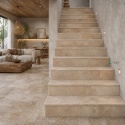 Trawertyn Stopnica | Kamień brzegowy Ivory Classic Mix Bębnowany Bullnose 135x35x3 cm